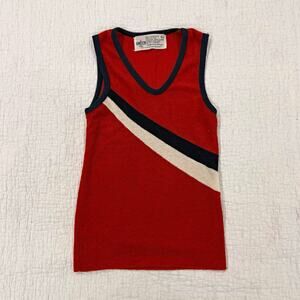 Vintage Kids Unisex Sleeveless Striped Tank Top Orange/Navy/White 6X